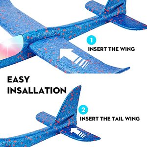 Avions planeurs lumineux LED écologiques en plastique de 48 cm, jouets volants pour tout-petits, à lancer à la main en extérieur, en mousse EPP - Product Image 4