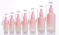 Bouteilles compte-gouttes en verre cylindriques roses de 5 ml, 10 ml, 15 ml, 20 ml, 30 ml, 50 ml, 60 ml, 100 ml, 120 ml pour huiles essentielles, parfums et gouttes pour les yeux, avec bouchons en or rose