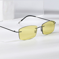 Lunettes photochromiques sans monture pour hommes, monture en métal légère, anti-lumière bleue, lunettes de lecture, changement de couleur jour/nuit