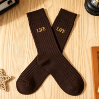Chaussettes en coton respirantes et colorées, personnalisables avec logo, bord ondulé, style décontracté, bordure festonnée, absorbant la transpiration, vente en gros