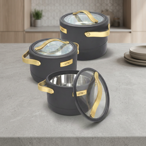 Ensemble de casseroles en acier inoxydable avec couvercles en verre, ustensiles de cuisine ronds durables pour tous les types de cuisinières, diamètre 20 cm, design minimaliste - Product Image 2
