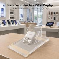 Support de présentation en acrylique transparent pour écouteurs, base givrée, présentoir de comptoir pour étuis d'écouteurs Bluetooth TWS