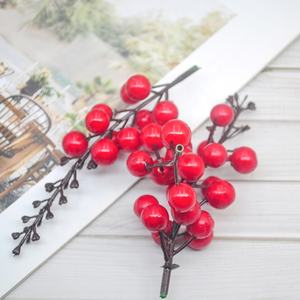 Nouveaux accessoires de noël décoration de la maison fruits rouges artificiels pics de baies Simulation mousse paillettes branches de baies rouges - Product Image 2