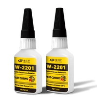 Adhésif acrylique bicomposant haute performance W-2201, colle à séchage rapide 20G, liquide instantané pour le travail du bois et l'emballage
