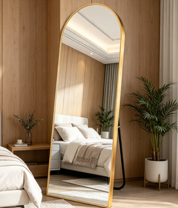 Heavenly <b>Mirror</b> <b>Arch</b> <b>Full</b>-<b>Length</b> Floor Standing Glass <b>Mirror</b> Metal Frame LED Display Screen Rustic Design for Bedroom Home - Product Image 4