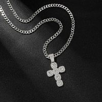 Collier Croix Tendance Luxe Bijoux Moissanite Ronde 6.0mm Style Hip Hop Européen Américain Pendentif Croix Collier Homme