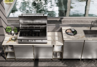 Armoires de cuisine personnalisées fabriquées en Chine, prêtes à assembler, armoires de cuisine extérieures en acier inoxydable avec barbecue