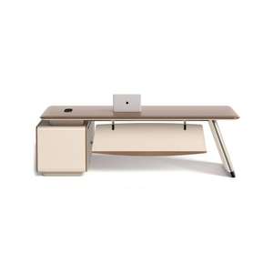 Moderno di lusso Manager avvocato ufficio scrivania a forma di L tavolo in legno massello con grande scrivania in piedi cassettiera mobili - Product Image 2