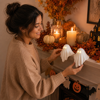Mini-lampe fantôme portable pour Halloween, décoration artisanale mignonne pour cheminée, étagère, fenêtre, cadeau