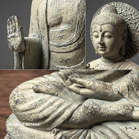 Nouvelle statue de Bouddha artistique chinoise, ornement en résine époxy, artisanat rétro zen, tête sculptée, décoration pour la maison, salon, salle de thé