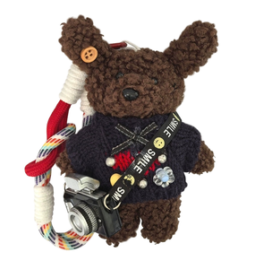 Porte-clés en peluche douce fait main, modèle chiot de dessin animé avec cordon de téléphone, référence KD188, origine CN/GUA, pour Halloween - Product Image 1