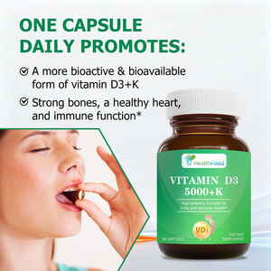 Gélules de Vitamine D3 5000 UI à libération lente avec Menaquinone-7 et Vitamine D pour la santé osseuse et la fonction immunitaire – Vente directe usine - Product Image 5