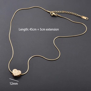 Collar con Colgante de Zirconia en Forma de Corazón, Cruz y Estrella, de Acero Inoxidable Brillante, para Mujer, Cadena de Hueso de Serpiente, Joyería Metálica - Product Image 2