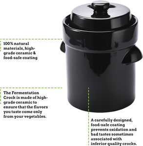 <span class=keywords><strong>Pot</strong></span> de fermentation en céramique personnalisé, en grès de qualité restaurant, pour le chou fermenté, le kimchi, avec couvercle et poids - Product Image 2