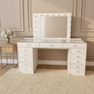 Mesa <span class=keywords><strong>de</strong></span> tocador clásica moderna <span class=keywords><strong>con</strong></span> paneles <span class=keywords><strong>de</strong></span> madera y cajones, <span class=keywords><strong>con</strong></span> espejo iluminado <span class=keywords><strong>para</strong></span> dormitorio, sala <span class=keywords><strong>de</strong></span> estar y soluciones <span class=keywords><strong>para</strong></span> salones <span class=keywords><strong>de</strong></span> <span class=keywords><strong>belleza</strong></span> - Product Image 6