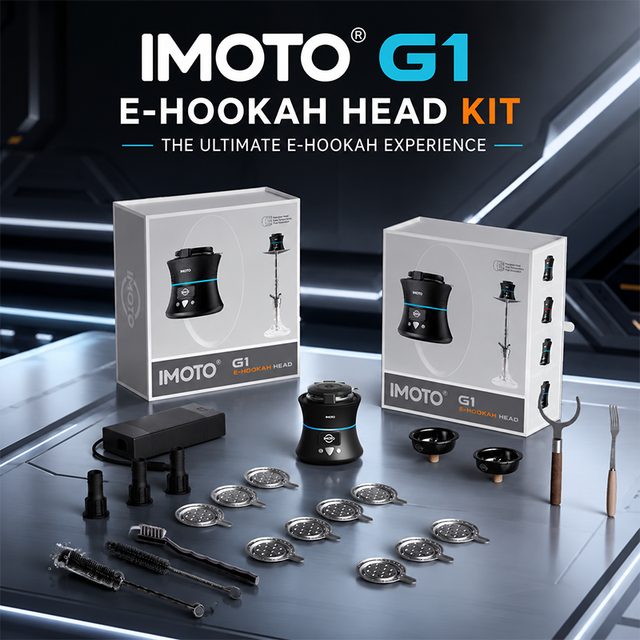 IMOTO G1 Portable Smart Hookah Head-Electronic Shisha Plastic Bowl with Metal Heat Management Device Travel Accessories Kit