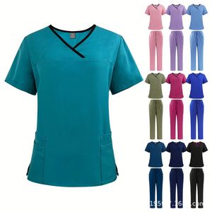 Custom logo Stretch Spandex Zipper Nurses Hospital Uniforms Nursing <b>Scrubs</b> Suit Uniforms Straight Stand Collar Women <b>Scrub</b> <b>Sets</b> - Product Image 3
