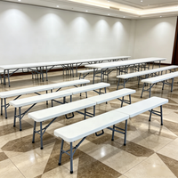 Banc pliant en plastique avec structure métallique, durable, imperméable, design moderne - Banc de salle à manger pliable et portable pour événements en plein air, camping