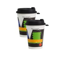 Gobelets à café jetables en gros Lions avec papier sulfurisé, capacité 2,5 oz-16 oz, taille et design personnalisés, origine Anhui, avec poignée