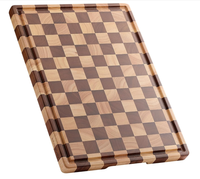 Grande planche à découper en bois massif à grain croisé avec poignée intégrée pour la cuisine, idéale pour la viande et les fruits