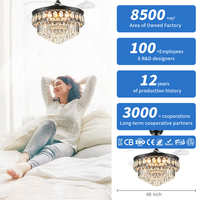Ventilateur de plafond tendance à 3 pales, moteur DC, structure transparente, éclairage LED doux, fonction mémoire, télécommande, pour maison moderne