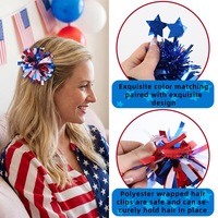 Barrettes à cheveux patriotiques rouges, blancs et bleus avec étoiles et paillettes pour femmes, pour le 4 juillet, la fête de l'Indépendance, coiffure chignon, USA, 250e anniversaire