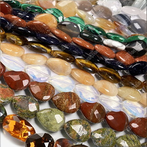Perles de pierres précieuses facettées en forme de goutte d'eau : Agate, Quartz, Malachite, Unakite, Jaspe, Opalite, Goldstone, Gouttes d'eau, 19CM pour la fabrication de bijoux - Product Image 2