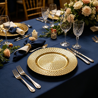 Assiettes de présentation de luxe jetables en PP doré, motif corde torsadée, durables, modernes, pour centres de table de fête et de mariage, 50 pièces, pour hôtels