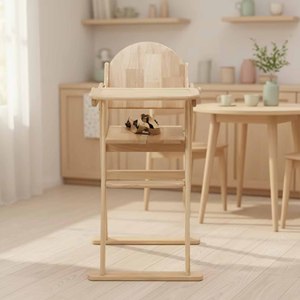 Chaise haute pour bébé en bois de chêne, pliable, chaise haute en bois massif pour enfants, pour restaurant et usage domestique - Product Image 4
