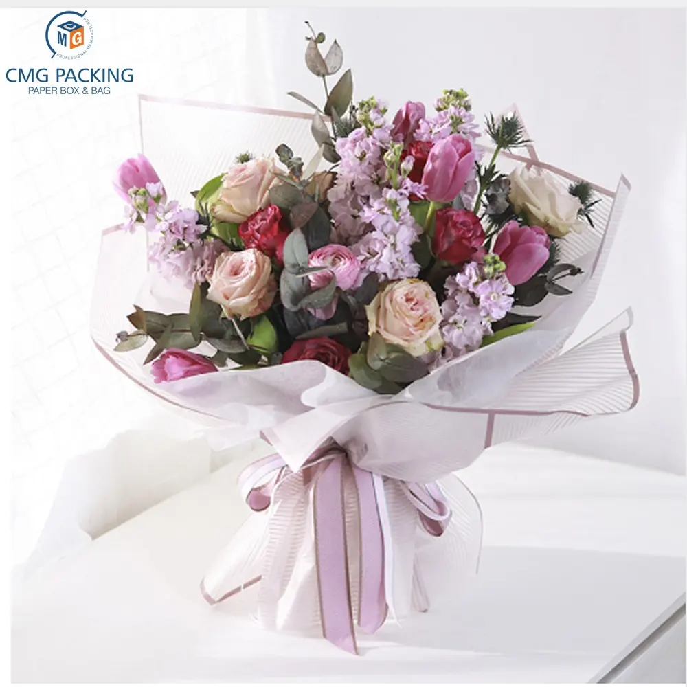 custom 60x60cm Korean Flowers Wrapping Paper Gradient color Waterproof Papers Gift Bouquet Packaging Kraft Paper Materials