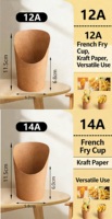 Gobelet à frites en papier kraft biodégradable personnalisable avec gaufrage, multifonctionnel pour sushis et nouilles