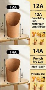 Vaso de Papel Kraft Biodegradable Personalizable para Papas Fritas, Vaso Multifuncional para Aperitivos de Comida Rápida - Product Image 3