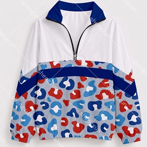 Custom Leopard Print Quarter Zip Windbreaker Water Resistant Sublimation Pullover <strong>Jacket</strong> <strong>for</strong> <strong>Women</strong> Boutique Activewear - Product Image 1