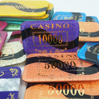Plaque de jetons de poker en acrylique Kaile Factory 68mm 82mm 94mm rectangulaire anti-contrefaçon UV avec valeur pour jeu de casino Royale