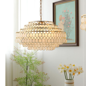 Lustre minimaliste de luxe français, art américain, style japonais, pour salon, chambre et restaurant, luminaires suspendus en coquillages - Product Image 2