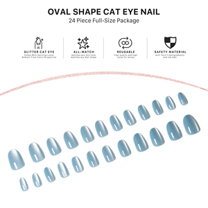 AIERFEI Faux <span class=keywords><strong>Ongles</strong></span> en Gel Souple de Haute Qualité, Forme Ovale Effet Œil de Chat, Réutilisables, Couleur <span class=keywords><strong>Bleu</strong></span> <span class=keywords><strong>Ciel</strong></span>, Fabricant Personnalisé d'<span class=keywords><strong>Ongles</strong></span> Effet Œil de Chat - Product Image 4