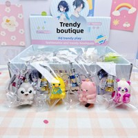24-teiliges Plastik-Kinderspielzeug-Set 9cm Roboter-Handgreifer & 6cm Quetschbare Puppe Cartoon-Figur Schlüsselanhänger für Partygeschenke und Schulpreise