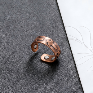 Biomagnetische 99.99% Puur Koperen Magnetische <span class=keywords><strong>Ring</strong></span> Cross Design Verstelbare Artritis Pijnverlichting Christelijke Sieraden Mannen Verlovingsgeschenk - Product Image 3