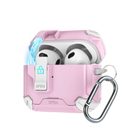 Serrure sécurisée avec porte-clés support de béquille étui pour écouteurs pour AirPods Pro 2/AirPods 4 housse antichoc étui pour écouteurs
