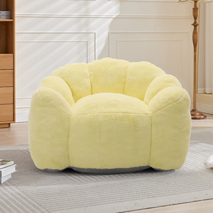 Collapsible Vacuum-Wrapped Petal Curve Single Occupant Flocky Sheepskin Plush Upholstery Comfy Settee Recliner <b>Inflatable</b> Pillow - Product Image 1