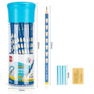 Deli 58138 Bucket Pencil Hb Blue Plastic Student School Writing Pencil With Eraser And Sharpener Set - Product Image 2