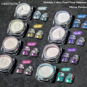 Poudre de pigment chromé pour ongles, <span class=keywords><strong>effet</strong></span> miroir <span class=keywords><strong>sirène</strong></span>, nacré néon, blanc et violet, plusieurs couleurs, pour décoration de vernis à ongles, poudre de cristal - Product Image 1