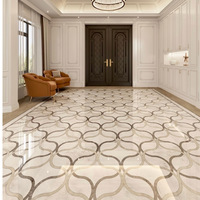 Carreaux de marbre modernes personnalisés en porcelaine émaillée, mosaïque de carreaux de marbre découpés au jet d'eau pour revêtements de sol intérieurs