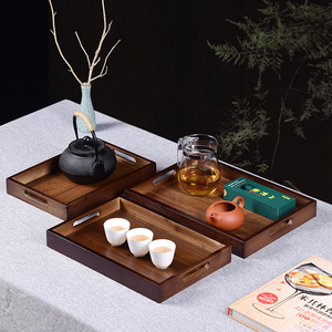 Plateau de service en bambou fait main, couleur unie, pour thé, café, usage hôtelier, 3 tailles disponibles - Product Image 1