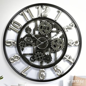 32 pollici 80 centimetri rotonda bronzo stile industriale MDF gear decorativo per la casa <span class=keywords><strong>da</strong></span> <span class=keywords><strong>parete</strong></span> al quarzo <span class=keywords><strong>orologio</strong></span> montato per soggiorno - Product Image 4