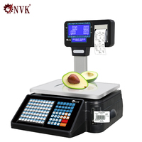 Balance à code-barres à double écran NVK TM-A, 15 kg, calcul électronique du prix, plateau en acier inoxydable pour marché, charcuterie, épicerie fraîche