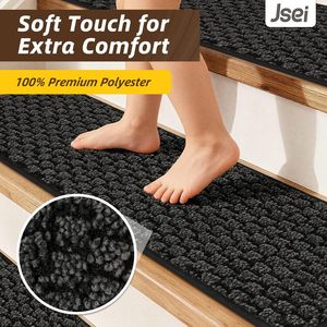 <span class=keywords><strong>Tapis</strong></span> d'escalier intérieur <span class=keywords><strong>doux</strong></span> 9 "X 28" antidérapant <span class=keywords><strong>tapis</strong></span> d'escalier lavable en machine avec support adhésif TPE - Product Image 3