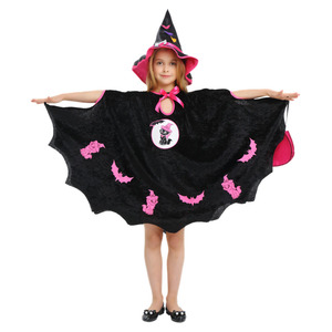 <span class=keywords><strong>Costume</strong></span> di Halloween per bambini da palcoscenico <span class=keywords><strong>gatto</strong></span> nero e rosa vestito da mantello pipistrello per ragazze mantello carino per Cosplay Party - Product Image 3