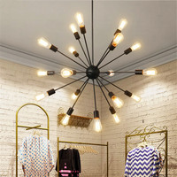 Prix pas cher Loft lustre industriel E27 fer métal noir starburst spoutnik suspension