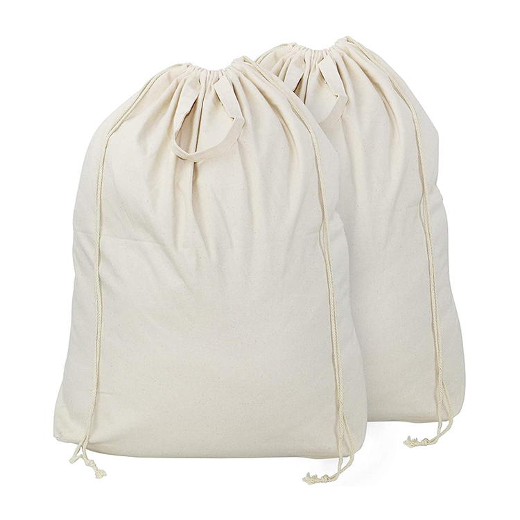 High Quality Eco-Friendly Cotton  Canvas Laundry Drawstring Bags For Hotel